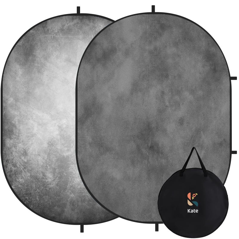 Kate Pop up Collapsible Backdrop for Photography Folded Double Side Gray Grey Collapsible Background for Photographers, 5x6.5ft - Image 1